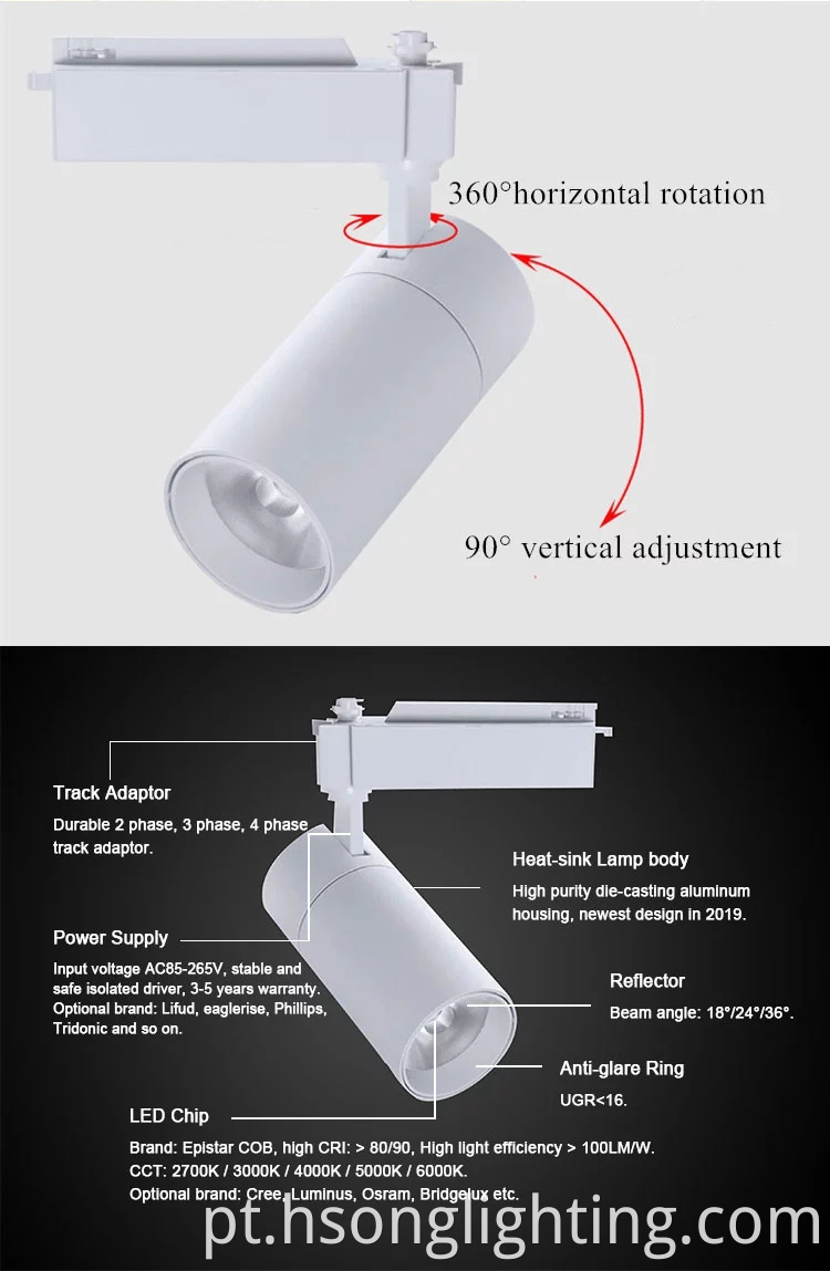 New Aprovals Light Light Lights Anti Glare 3/4 Fase Sistema de Iluminação de Trilha Magnética 10W 20W para Museu